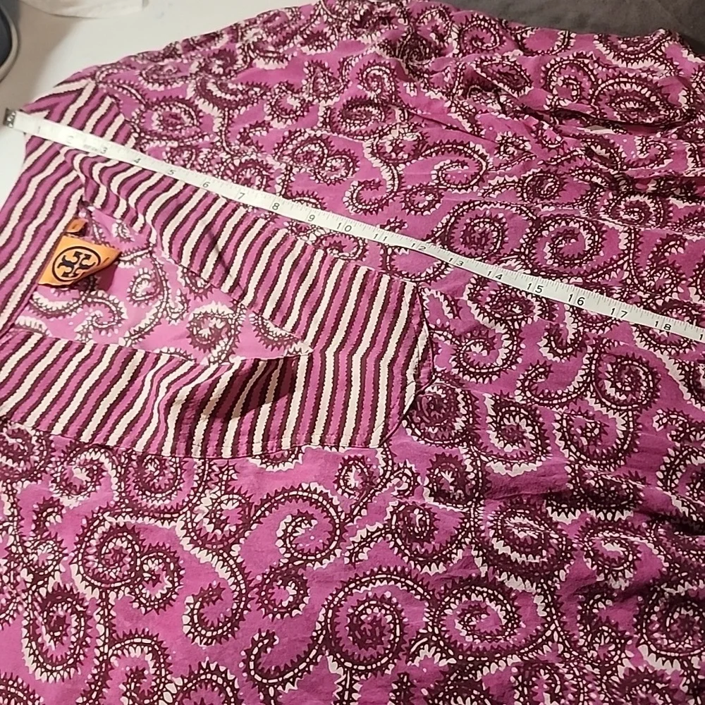 Tory Burch Purple and White Patterned Blouse Or Swim Cover Up